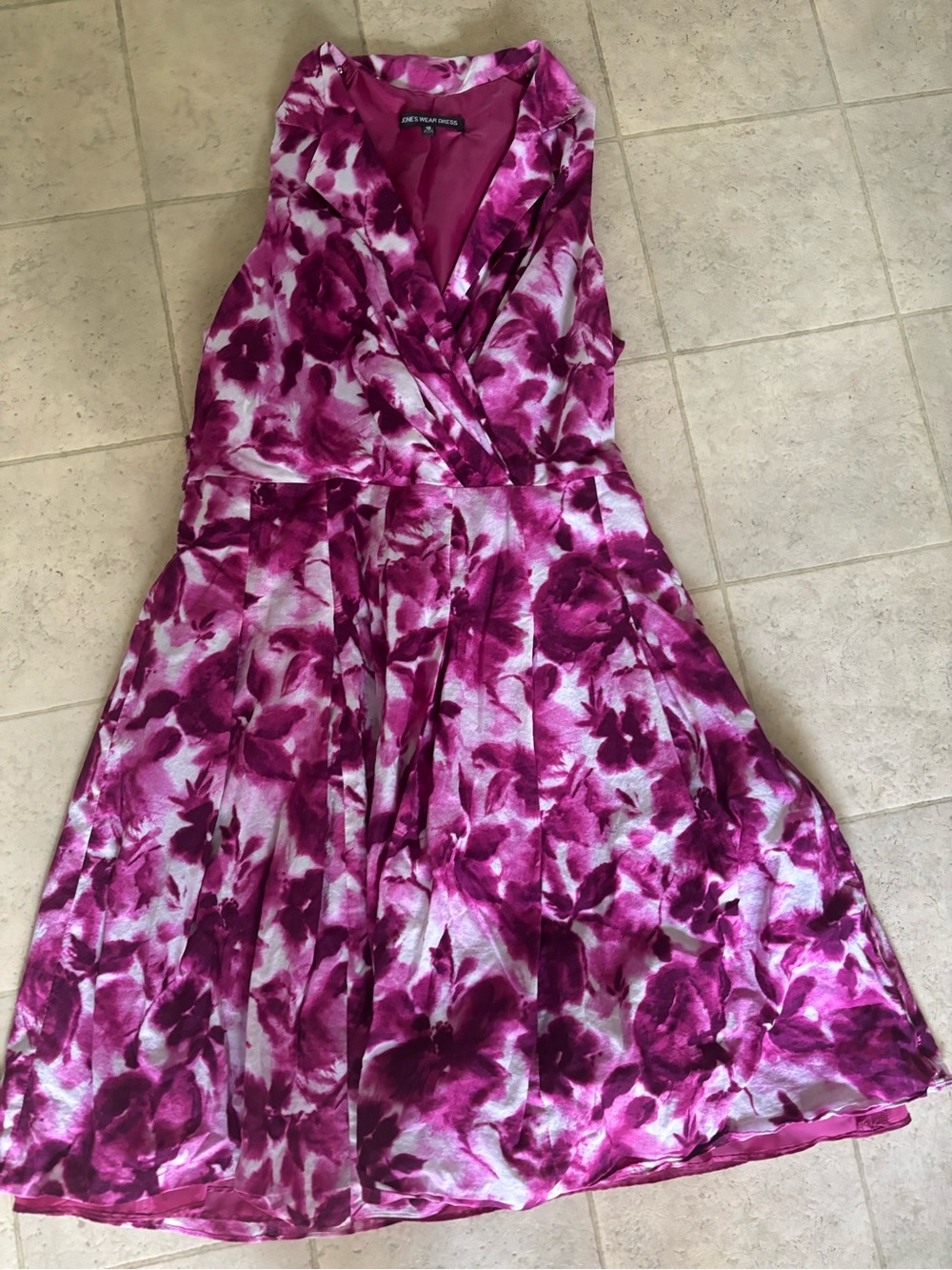 Jones Wear Magenta Floral Midi Wrap Dress